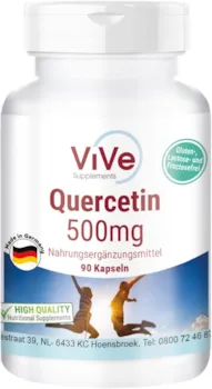 Produktbild von Bewertung ViVe Supplements Quercetin 500 mg 90 Kapseln für 90 Tage hochdosiert und vegan natürliches Bioflavonoid Qualität aus Deutschland von ViVe Supplements