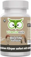 Vitamineule Biotin Kapseln 10000 mcg hochdosiert - Vitamin B7 - ohne künstliche Zusätze - kleine Kapseln statt große Tabletten - Deutsche Qualität - vegan - Biotin für Haut/Haare/Bartwuchs - Vitamineule®