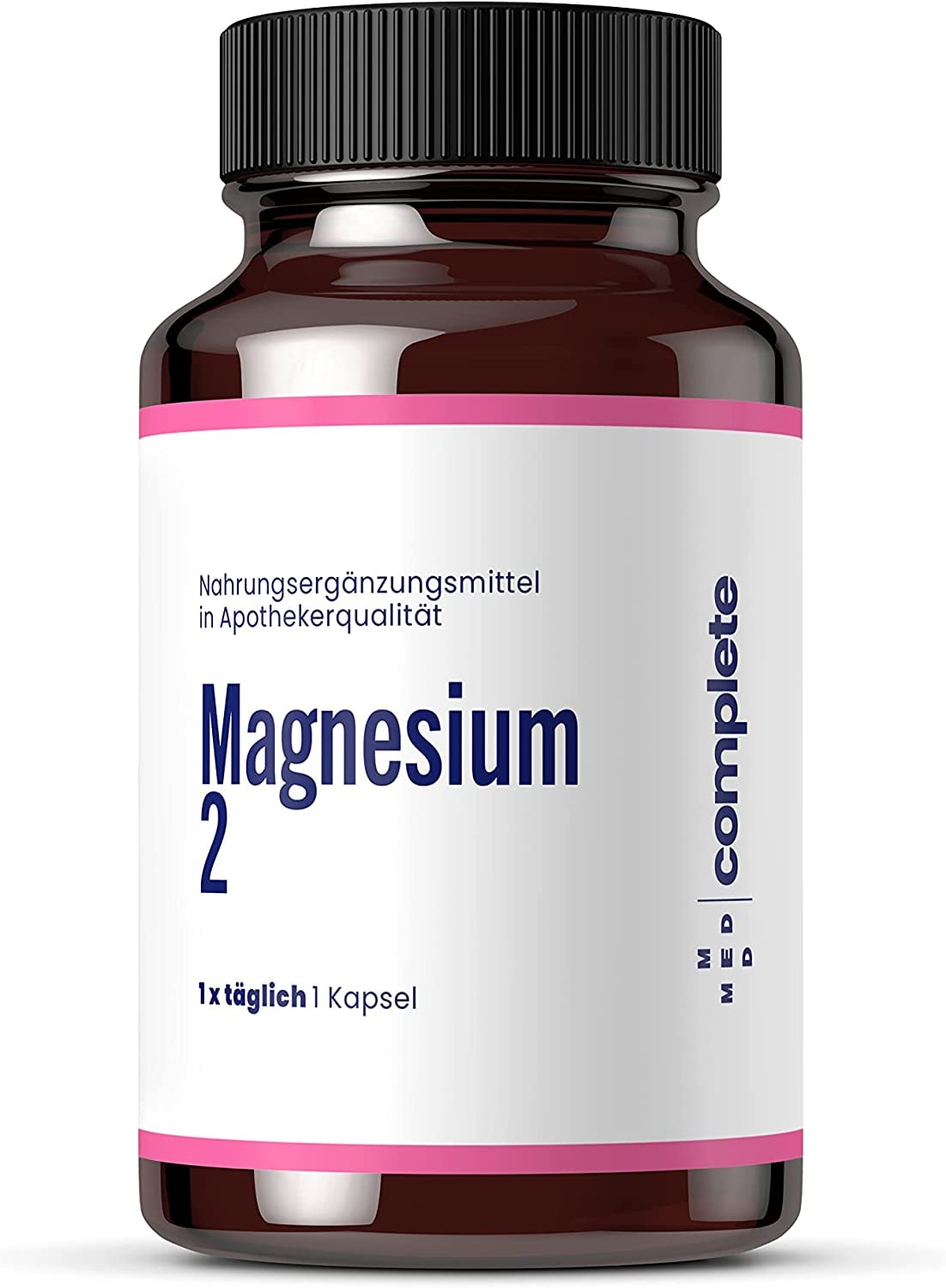 Produktbild von Med Complete - Magnesium Kapseln - hochdosiert und entwickelt von Apothekern, Magnesiumoxid & Magnesiumsalze, Organisch anorganisch vegan und umweltfreundlich, frei von Soja Gluten Palmöl