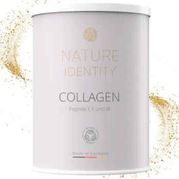 Produktbild von Bewertung NATURE IDENTITY Collagen Pulver 400g 100% Bioaktives Kollagen Hydrolysat Perfekte Löslichkeit Kollagen Peptide Typ 1, 2 & 3 - Made in Germany Protein Pulver