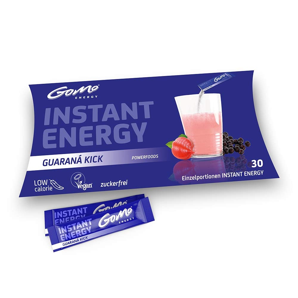 Produktbild von Bewertung GoMo ENERGY Instant Energy Getränkepulver mit Guarana Koffein Taurin & Vitamin-B-Komplex zuckerfreier Instant Energy Drink Wachmacher mit Energy Geschmack