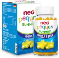 Produktbild von Bewertung Neo Peques Omega 3 DHA Gummibärchen für Kinder ab 3 Jahren 30 Einheiten 1 Monat 100% natürliche Inhaltsstoffe Gummi enthält Cholin, Vitamine B das Gedächtnis Zitronengeschmack