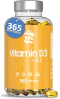 Produktbild von Bewertung HN Healthy Nutrition Vitamin D. (5000 IE) 365 Kapseln Vitamin D3 K2 hochdosiert unterstützt Immun und Knochenfunktion hohe Konzentration