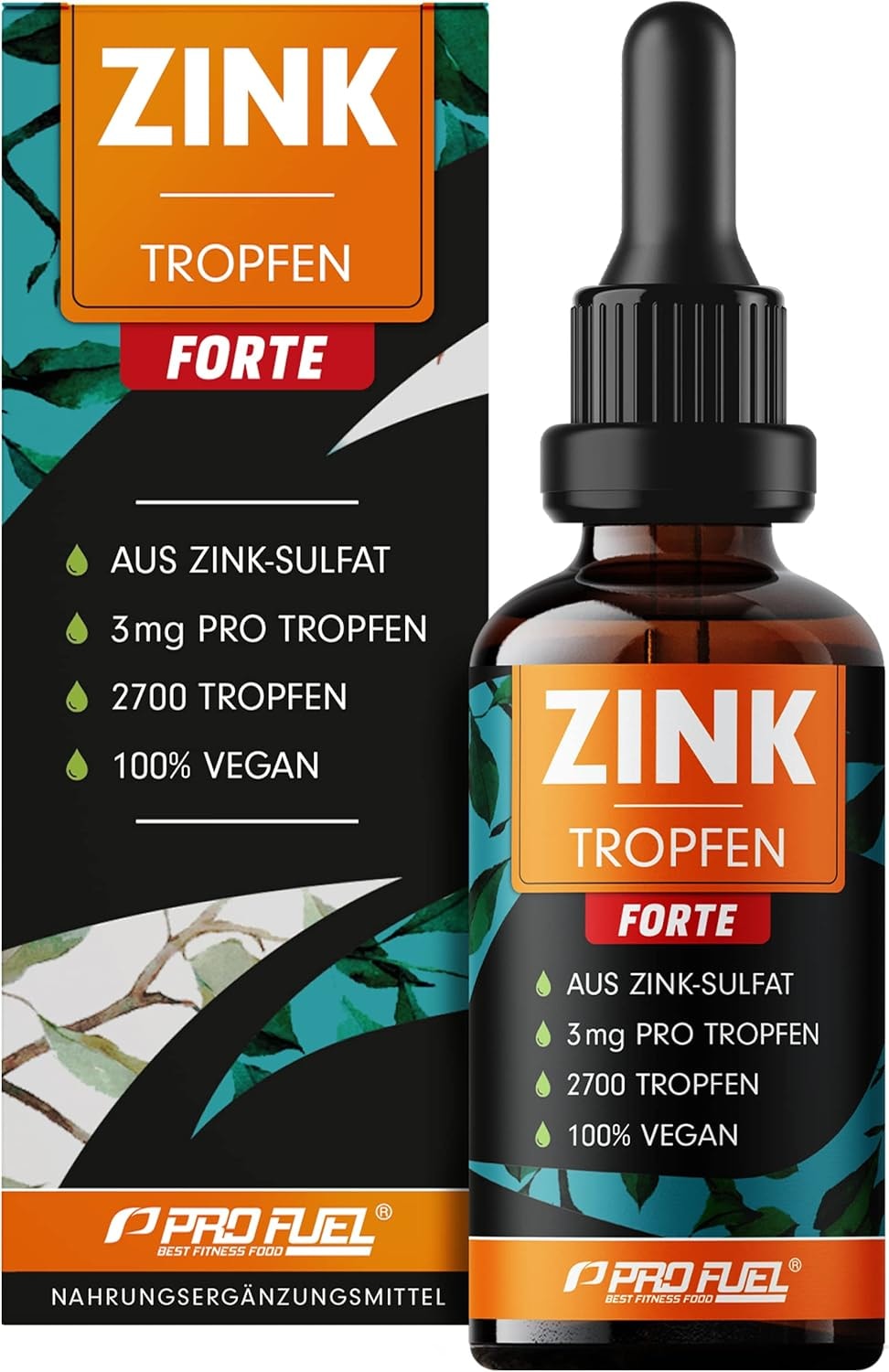 Produktbild von Bewertung ProFuel Zink Tropfen FORTE 100ml 2700 Tropfen extra hochdosiert mit 3mg Zink pro Tropfen aus Zink-Sulfat ionisches Zink sehr ergiebig bis zu 540 Anwendungen