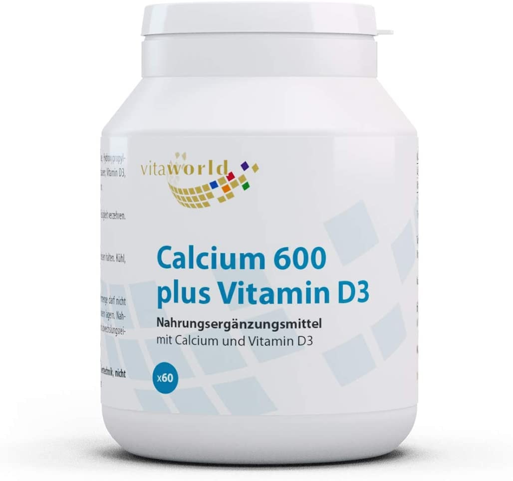 Produktbild von Vita World GmbH - 3er Pack Calcium 600mg plus Vitamin D 180 Tabletten Vegetarisch Made in Germany - Mit Analysenzertificat