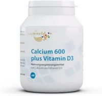 Produktbild von Vita World GmbH - 3er Pack Calcium 600mg plus Vitamin D 180 Tabletten Vegetarisch Made in Germany - Mit Analysenzertificat