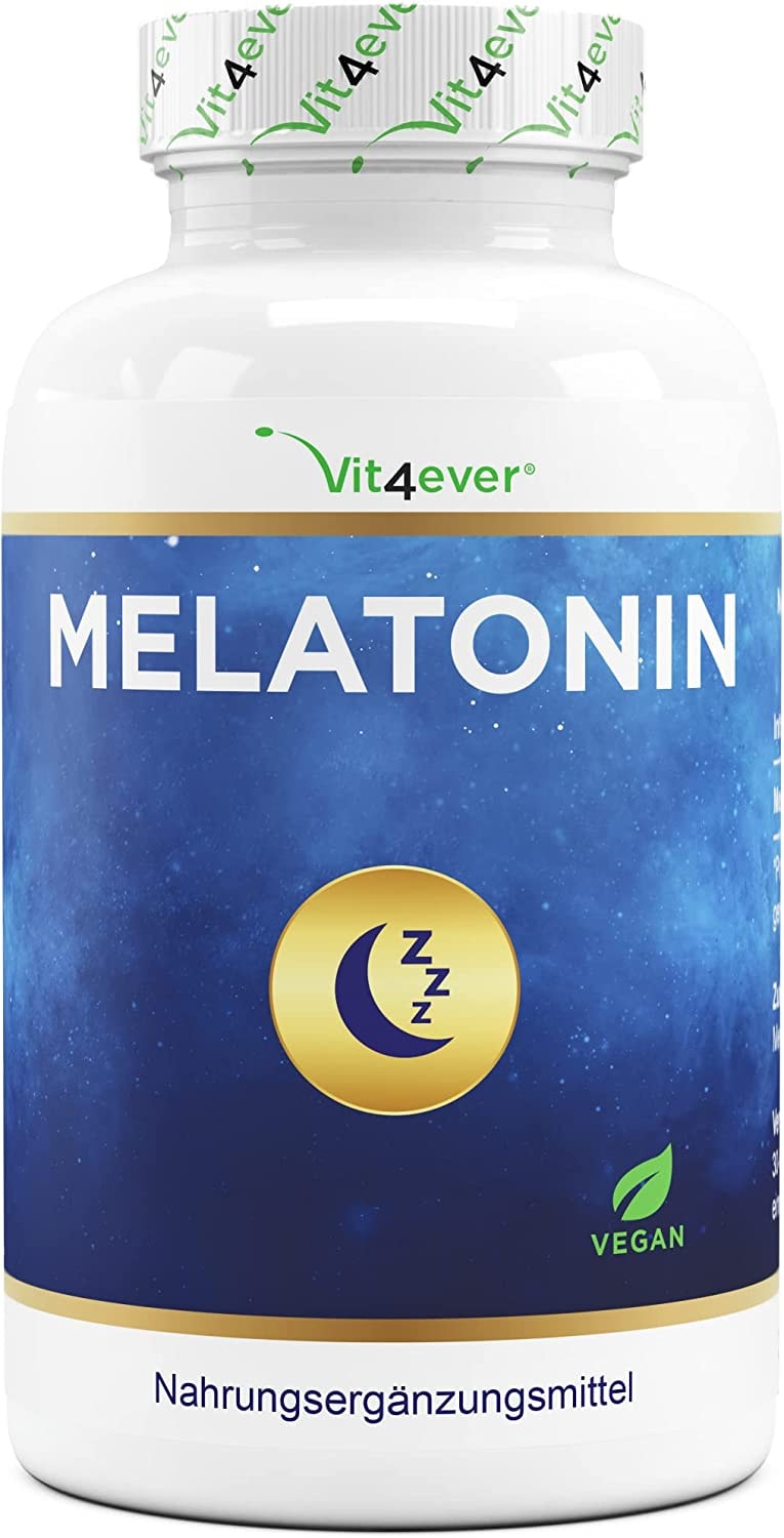 Produktbild von Vit4ever Melatonin - 365 Tabletten - 0,5 mg pro Tagesdosis - Laborgeprüft - Ohne unerwünschte Zusätze - Hochdosiert - Vegan - Schlaf