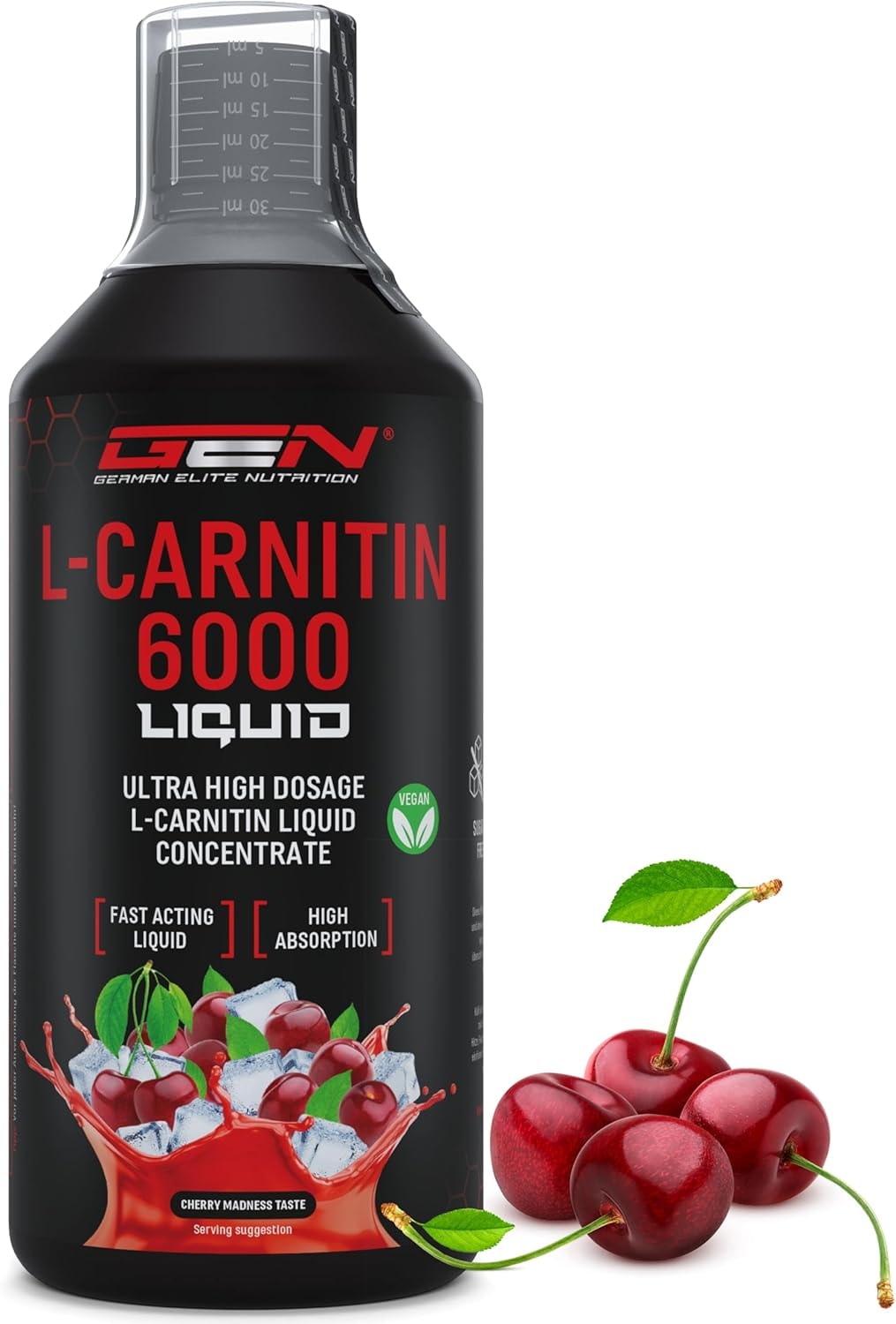 Produktbild von Bewertung GEN GERMAN ELITE NUTRITION L-Carnitine 6000 Liquid 1000 ml Extra hochdosiert mit 6000 mg reinem L-Carnitin pro Tagesportion Amino Workout Drink