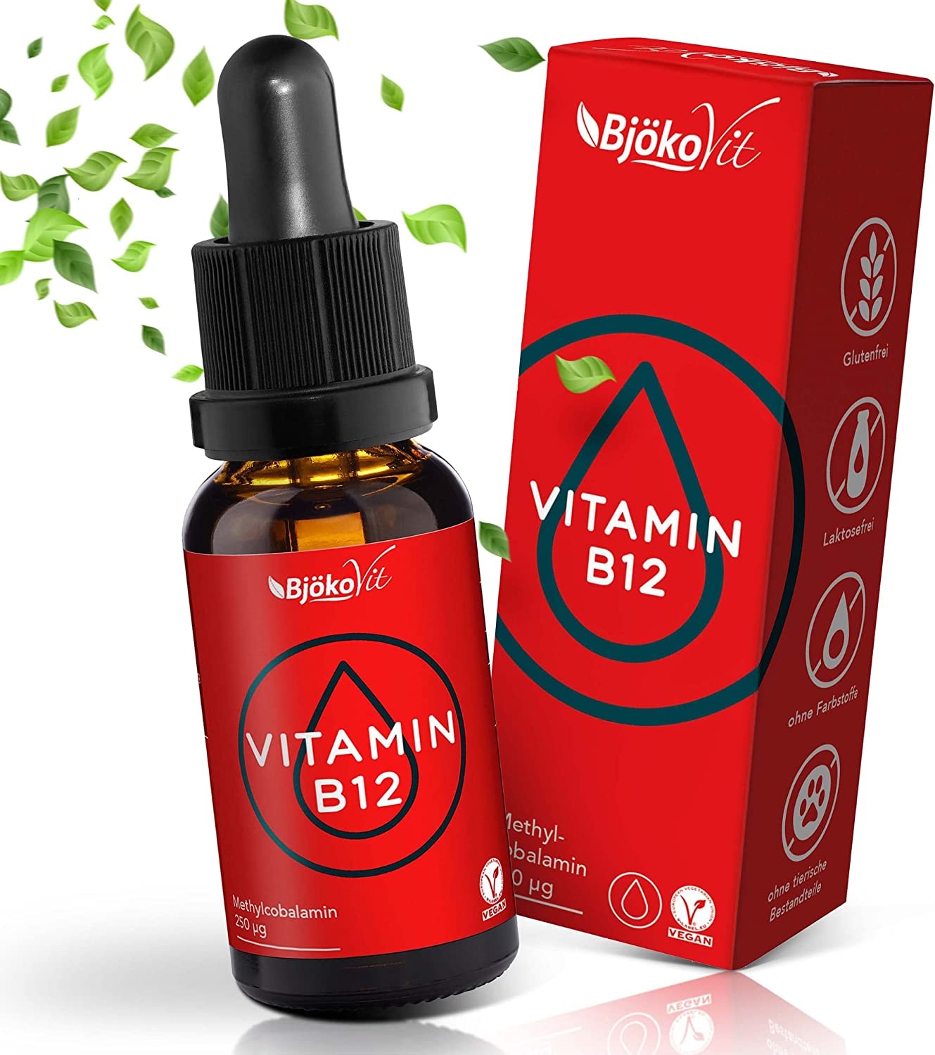 BjökoVit - VITAMIN B12 VEGAN Tropfen - Hochdosiert & Alkoholfrei - 900 vegane Tropfen mit 250µg Methylcobalamin pro Tagesdosis