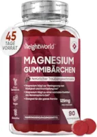 Produktbild von Bewertung WeightWorld Magnesium Gummibärchen 125mg 90 Magnesiumcitrat Gummis für Erwachsene & Kinder Für Müdigkeit, Nervensystem & Elektrolyte (EFSA) Traubengeschmack Alternativ zu Kapseln & Tabletten WeightWorld