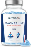 NUTRI & CO - Magnesium Pflanzlich + Vitamin B6 bioaktiv I Magnesium Komplex: Magnesium Malate & Liposomal | Bessere Aufnahme als Magnesiumcitrat | 120 Kapseln Hochdosiert | Laborgeprüft | Vegan | Nutri&Co