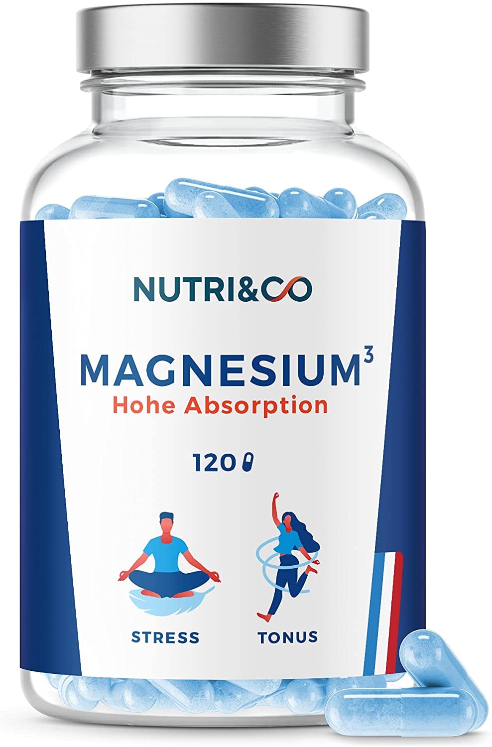 Produktbild von NUTRI & CO - Magnesium Pflanzlich + Vitamin B6 bioaktiv I Magnesium Komplex: Magnesium Malate & Liposomal | Bessere Aufnahme als Magnesiumcitrat | 120 Kapseln Hochdosiert | Laborgeprüft | Vegan | Nutri&Co