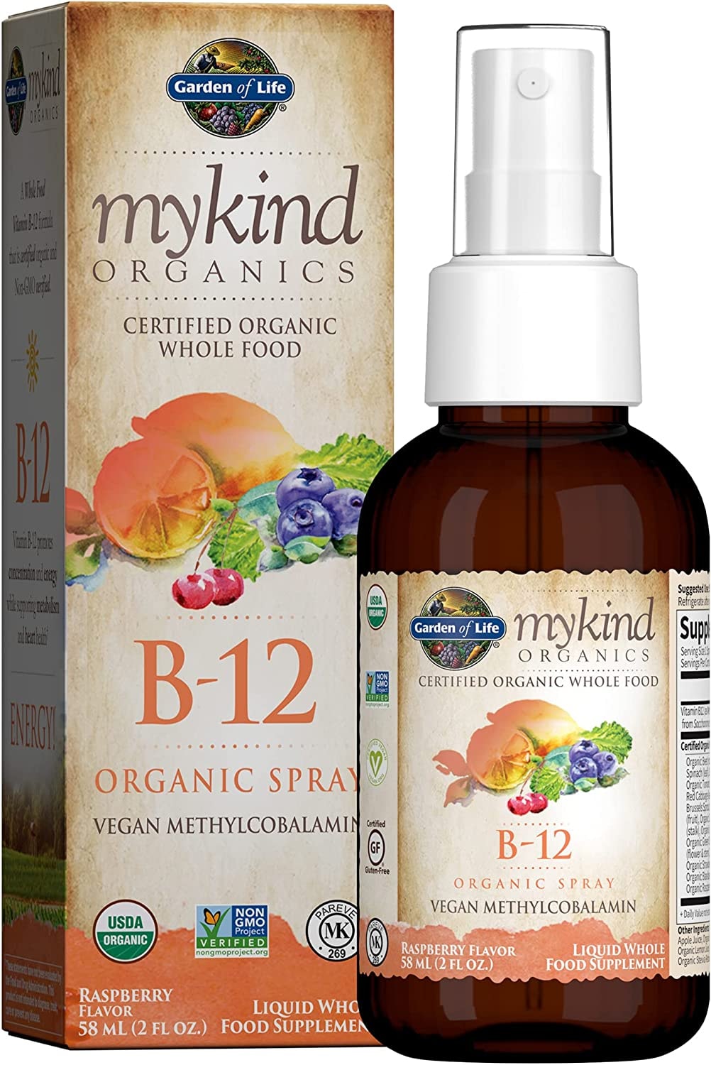 Produktbild von Garden of Life, Mykind, Veganes Vitamin B-12 (Methylcobalamin) Spray, 58ml