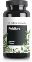 Produktbild von Bewertung natural elements Folsäure 400 Tabletten 400 mcg pro Tagesdosis Kinderwunsch und Schwangerschaft vegan hochdosiert ohne unnötige Zusätze in Deutschland produziert & laborgeprüft