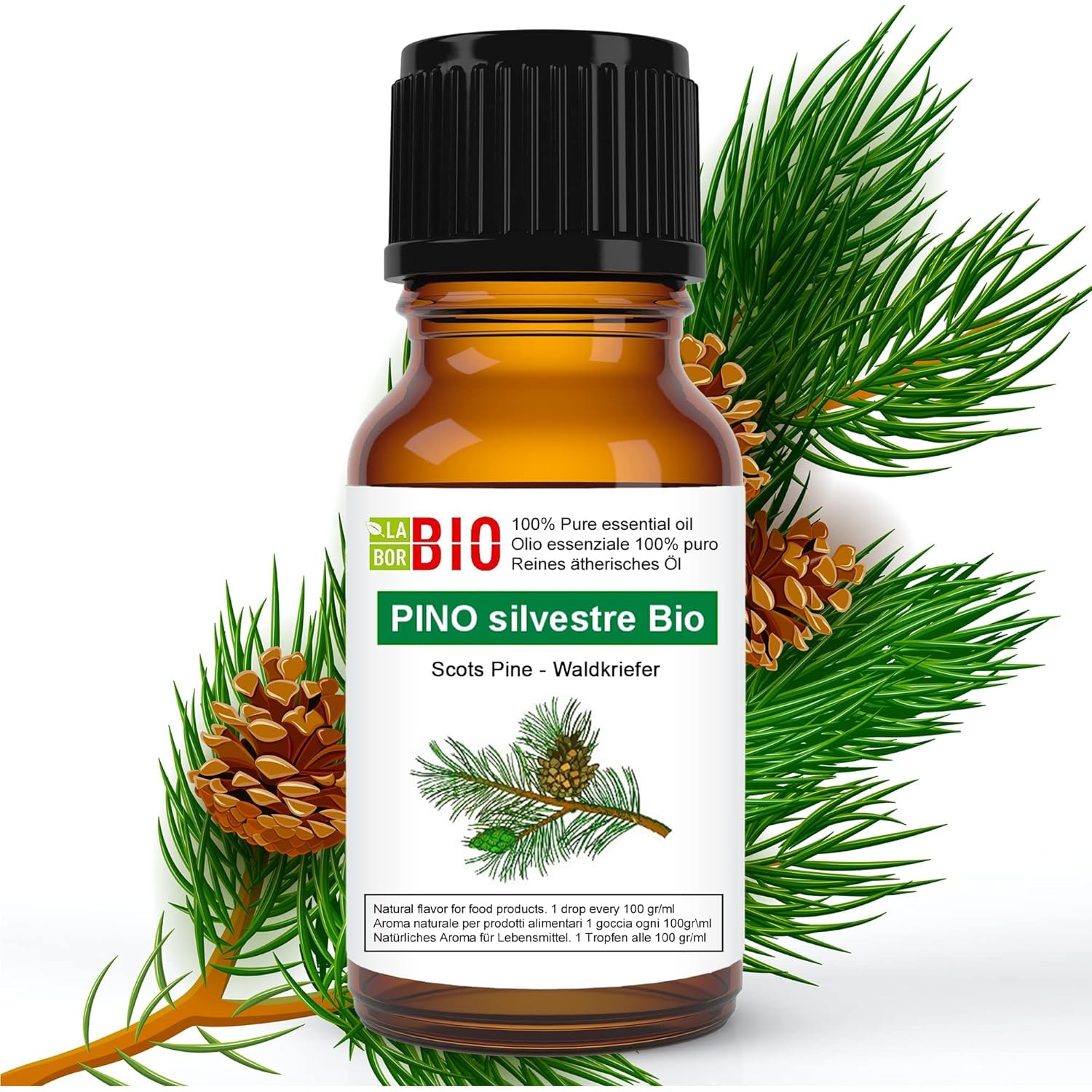 Produktbild von Bewertung Laborbio 10ml Kiefernadelöl 100% reines Bio Ätherisches Öl Waldkiefer natürliches Aroma für Lebensmittel 10ml Aromatherapie Kosmetik Therapeutische Zwecke