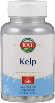 Produktbild von Bewertung KAL Kelp 225 mcg Jod 250 Tabletten veganes Nahrungsergänzungsmittel Supplement hochdosiert gentechnikfrei Kelp Kapseln natürliche Jod Tabletten | Braunalgen | laborgeprüft | Kelpalge