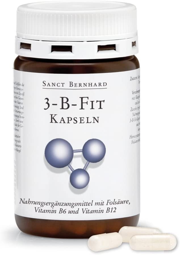 Produktbild von Sanct Bernhard 3-B-Fit-Kapseln mit Folsäure, Vitamin B6 und Vitamin B12, Inhalt 120 Kapseln für 4 Monate