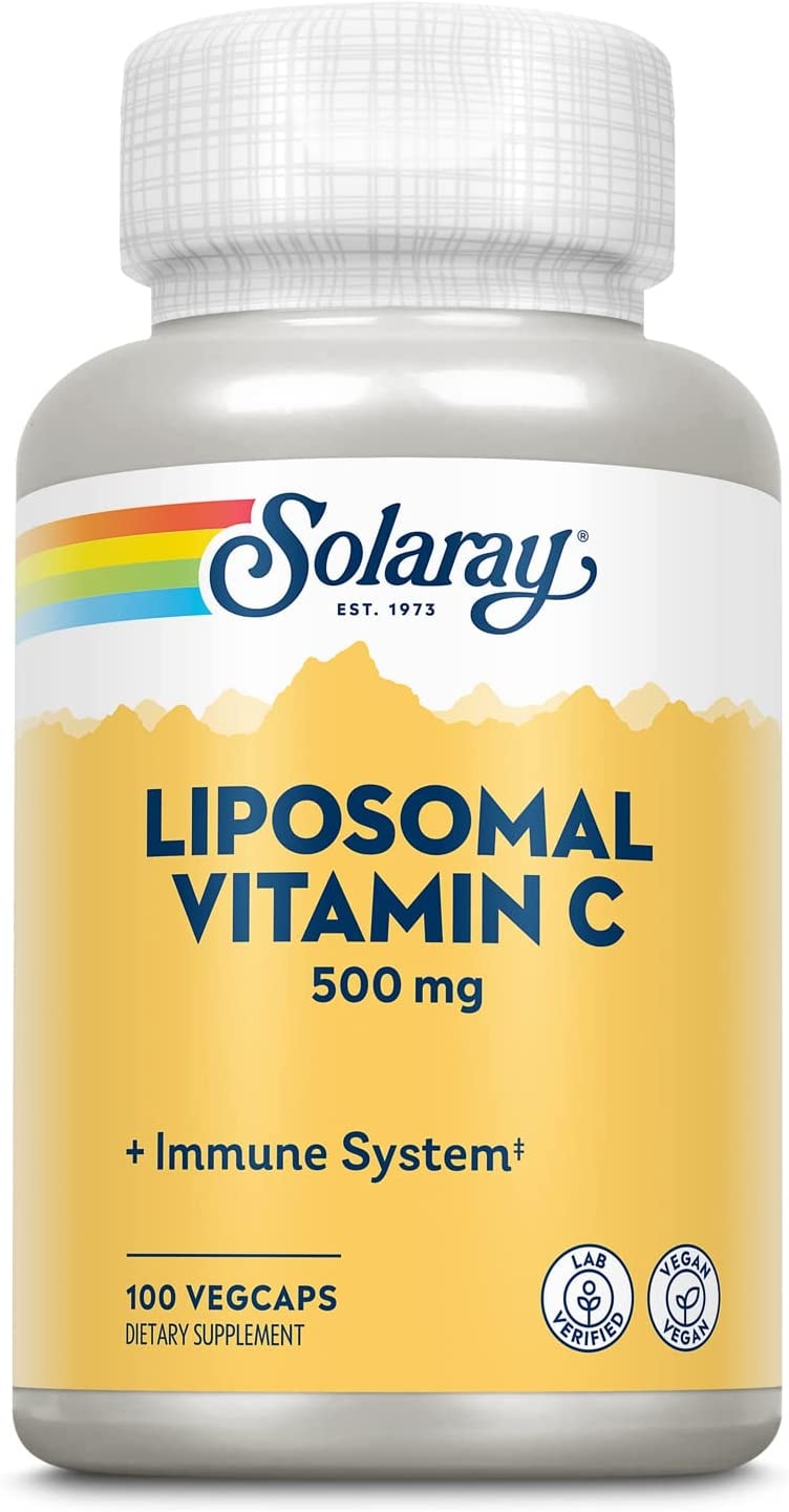 Produktbild von SOLARAY Liposomales Vitamin C 500 mg pro Kapsel 100 Kapseln vegan glutenfrei ohne Gentechnik laborgeprüft Nahrungsergänzungsmittel mit Vitamin C zur Unterstützung des Immunsystem