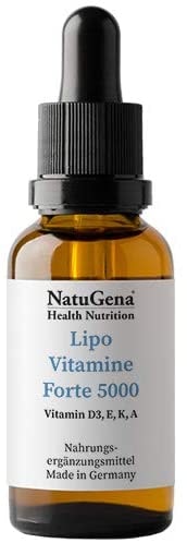 Produktbild von Bewertung NatuGena LipoVitamine Forte 5000 Vitamin D3 Vitamin E Vitamin K Vitamin A für ein starkes Immunsystem 20ml Familienpackung