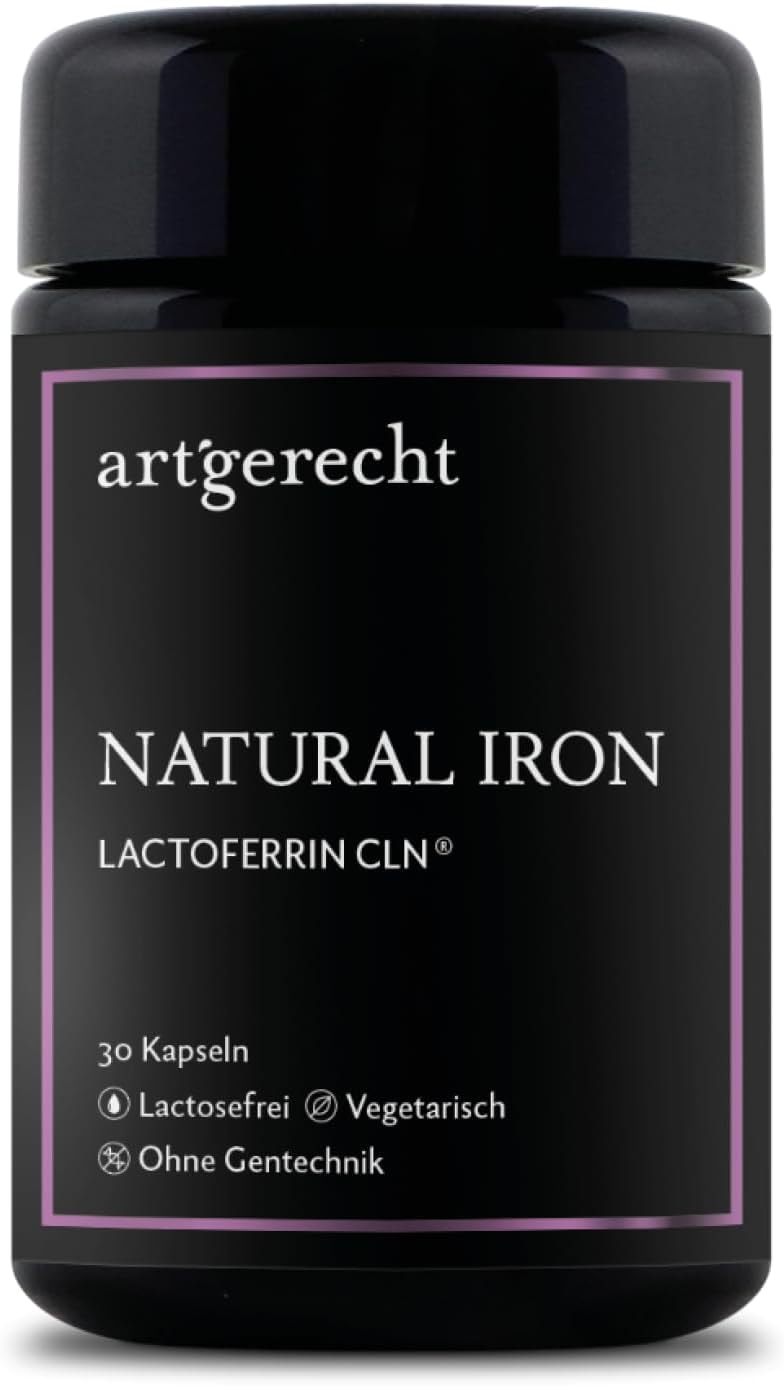 Produktbild von Bewertung artgerecht Natural Iron Pflanzliches Eisen mit Lactoferrin hoch bioverfügbar gut verträglich unterstützt Immunsystem Sauerstoffversorgung vegan klinisch