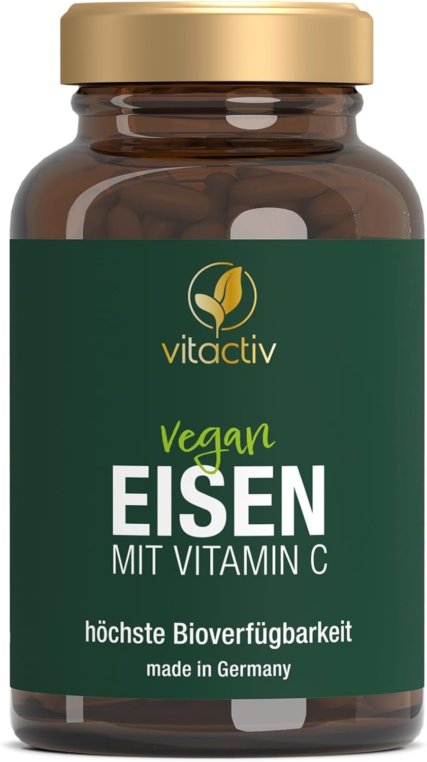 Produktbild von Vitactiv EISEN und natürliches VITAMIN C aus Hagebuttenextrakt das Eisenpräparat mit viel natürlichem Vitamin C hochdosiert hoch bioverfügbar 180 Kapseln
