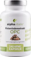 alphavitalis 500 mg Pinienrindenextrakt Kapseln mit OPC + natürliches Vitamin C - ohne Magnesiumstearat - laborgeprüft - 240 Kapseln - vegan & hochdosiert
