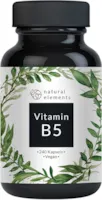 Produktbild von natural elements Vitamin B5 hochdosierte 500 mg Pantothensäure pro Kapsel 240 Kapseln vegan natürlich laborgeprüft in Deutschland produziert