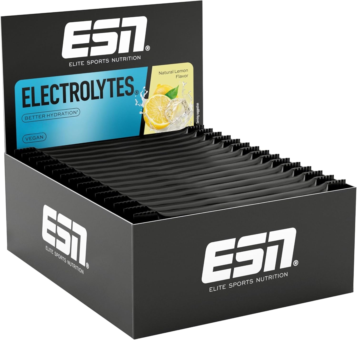 Produktbild von Bewertung ESN Electrolytes Pro Natural Lemon 15 x 22,5 g 337,5 g Kohlenhydrat Elektrolyt Lösung für verbesserte Wasseraufnahme vegan made in Germany