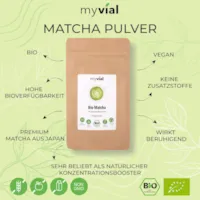 myvial Bio Matcha Grün Tee Pulver 100g Grüner Tee in bester Qualität aus Japan (Kagoshima) Perfekt für Smoothie Matcha Latte Japanischer Grüntee vegan ohne Zusätze plastikfrei verpackt