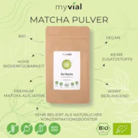 Produktbild von myvial Bio Matcha Grün Tee Pulver 100g Grüner Tee in bester Qualität aus Japan (Kagoshima) Perfekt für Smoothie Matcha Latte Japanischer Grüntee vegan ohne Zusätze plastikfrei verpackt