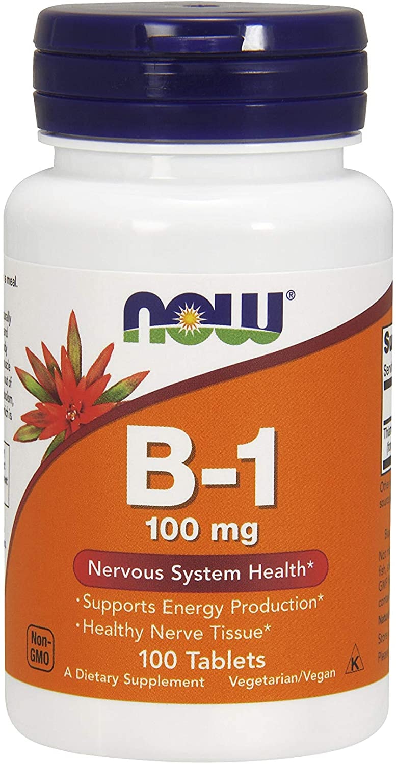 Produktbild von Now Foods Vitamin B1 und Thiamin Nahrungsergänzung Hochdosiert, 100 mg, 100 vegane Tabletten, Glutenfrei, Sojafrei, Gentechnikfrei, Vegetarisch