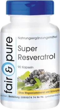 Fair & Pure Super Resveratrol natürliches Resveratrol aus Knöterich mit Bioflavonoiden vegan 90 Kapseln