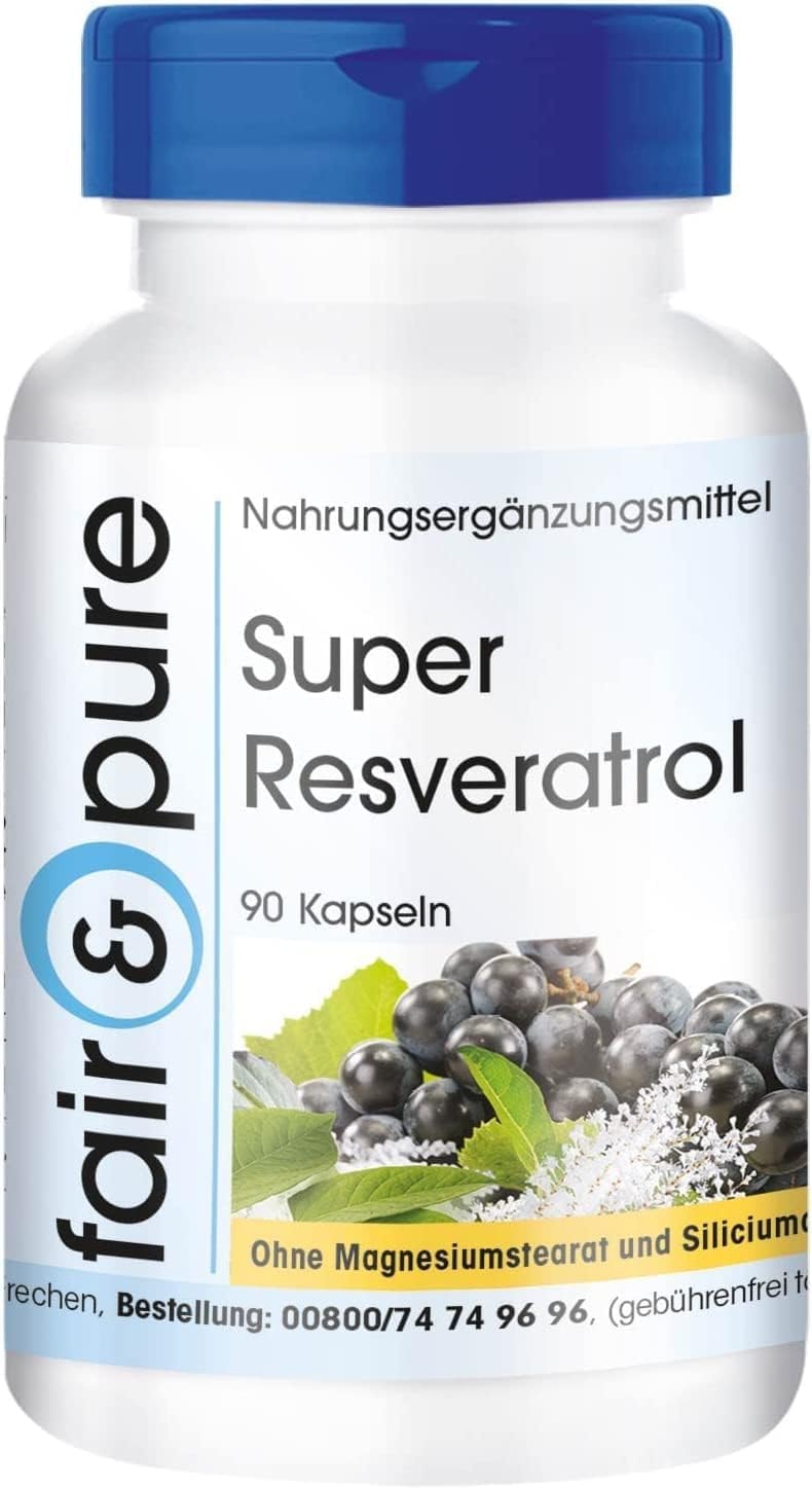 Produktbild von Bewertung Fair & Pure Super Resveratrol natürliches Resveratrol aus Knöterich mit Bioflavonoiden vegan 90 Kapseln