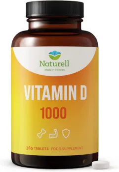 Naturell Vitamin D 1000 Naturell - 365 Tabletten zum Zerbeißen und Kauen - hergestellt in Schweden