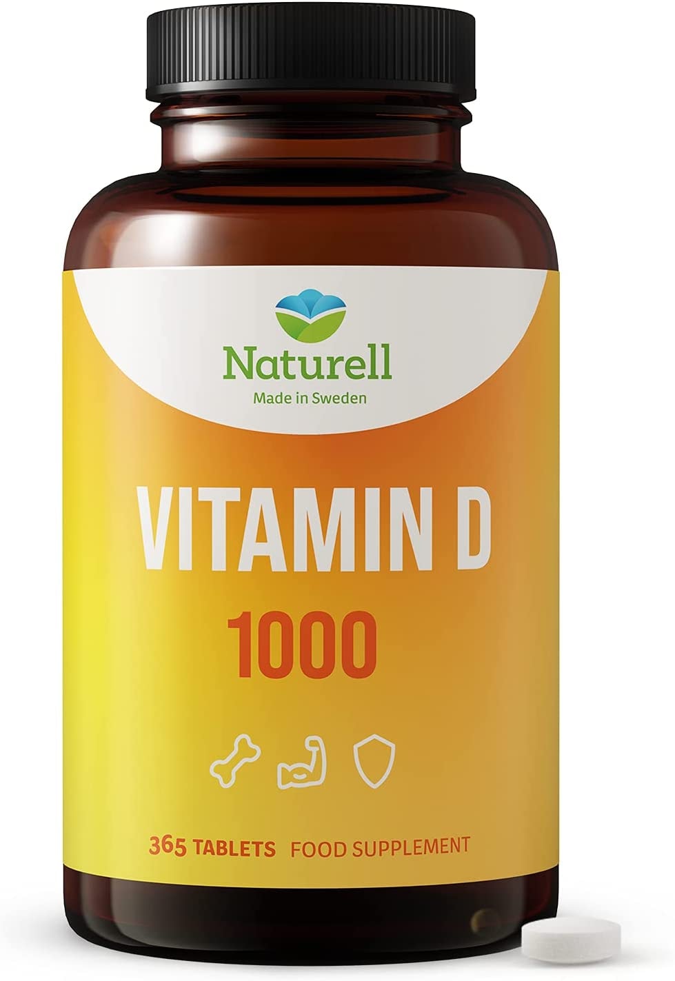 Produktbild von Naturell Vitamin D 1000 Naturell - 365 Tabletten zum Zerbeißen und Kauen - hergestellt in Schweden
