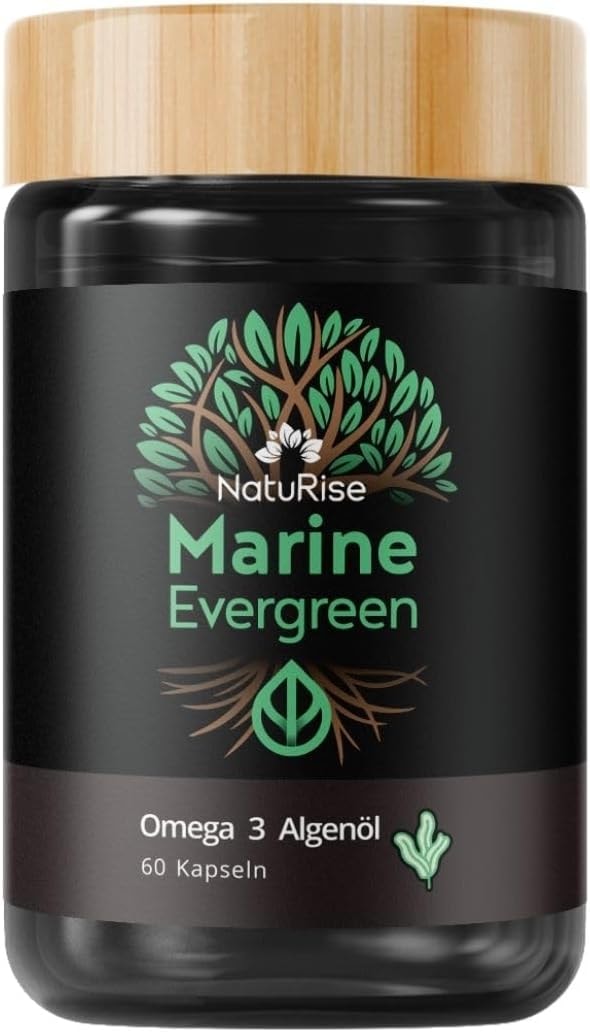 Produktbild von Bewertung NatuRise Marine Evergreen Omega 3 Algenöl 60 Kapseln 804mg DHA & EPA Neue Rezeptur Laborgeprüft Triglycerid-Form Ohne Carrageen UV-Glas