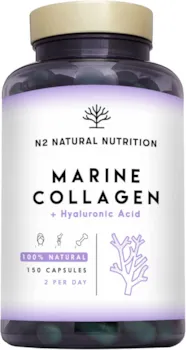 Produktbild von Bewertung N2 NATURAL NUTRITION Kollagen Hyaluronsäure Kapseln hochdosiert mit Vitamin C Magnesium | 150 Kapseln Glutenfrei für 75 Tage | Marine Kollagen PEPTAN Typ 1 für Haut, Haare und Gelenke | EU | CE | N2 Natural Nutrition