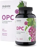 Produktbild von Bewertung Monte Nativo OPC Traubenkernextrakt Monte Nativo 240 Kapseln 800mg Extrakt mit 528mg OPC pro Tag vegan OPC Kapseln aus französischen und italienischen Weintrauben OPC Kapseln hochdosiert Herg. in DE