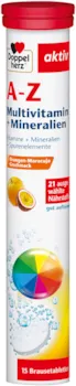 Produktbild von Doppelherz A-Z Brausetabletten mit Orange-Maracuja Geschmack – Multivitamin-Nahrungsergänzungsmittel mit vielen wichtigen Vitaminen, Mineralstoffen & Spurenelementen – 1x15 Brausetabletten (1 Packung)