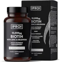 Produktbild von The Pro Co.® PREMIUM Biotin Vitamin B7 10.000mcg mit Zink & Selen - PETA genehmigte vegan Kapseln - Hochwirksames Biotin Haarwuchsmittel - Vitamine für Haare, Haut und Nägel