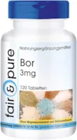 Produktbild von Fair & Pure Bor Tabletten 3mg (Boron) als Natriumtetraborat - vegan - Spurenelement - ohne Magnesiumstearat - 120 Tabletten