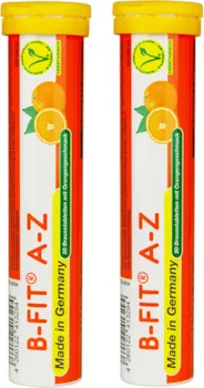 Produktbild von B-FIT A-Z Multivitamin – 25 wichtige Vitamine, Mineralien und Spurenelemente – Englischer Orangengeschmack – 2 x 20 = 40 Brausetabletten – Made in Germany