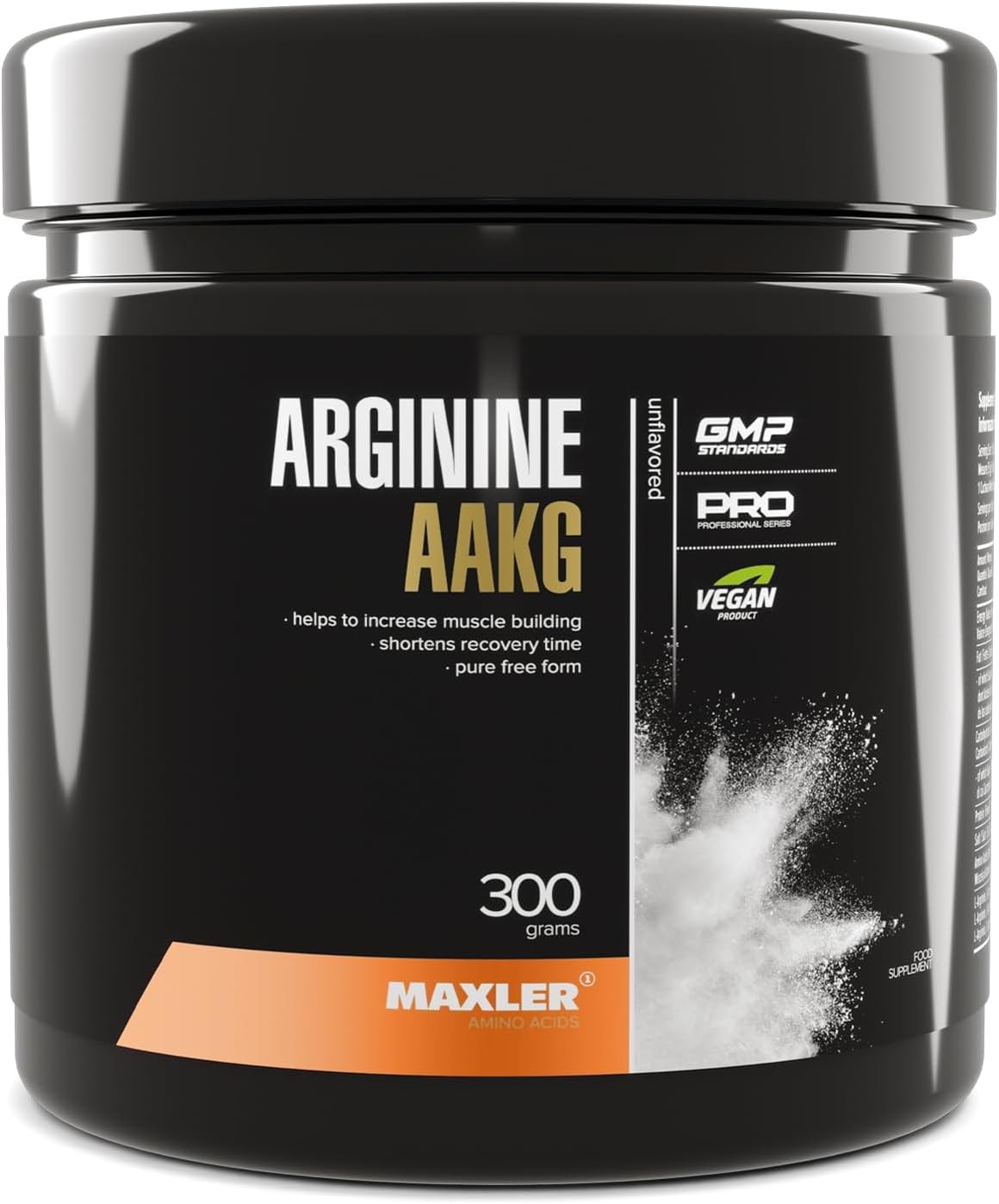 Produktbild von Bewertung Maxler Arginine AAKG L-Arginin-Alpha-Ketoglutarat reines L-Arginin Pulver geschmacksneutral und vegan optimale Löslichkeit Pre-Workout-Ergänzung in Pulverform 60 Portionen 300g