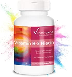 Produktbild von Vitamintrend Vitamin B3 Niacin 100mg - 180 Tabletten FÜR 6 MONATE vegan