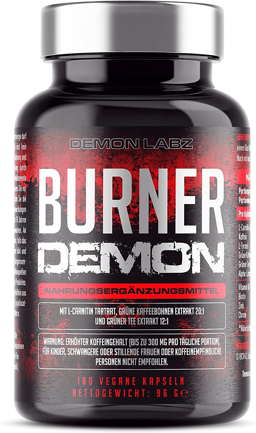 Produktbild von Bewertung Burner Demon Hochdosiertes Nahrungsergänzungsmittel mit Biotin, Zink für den Fettsäurestoffwechsel für Frauen & Männer (180 pflanzliche Kapseln)