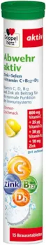Produktbild von Doppelherz Abwehr aktiv Multivitamin Brausetabletten mit Zitronen-Geschmack – Nahrungsergänzungsmittel mit Zink, Selen sowie den Vitaminen C, B12 & D3 zur Unterstützung des Immunsystems – 1 x 15 Brausetabletten
