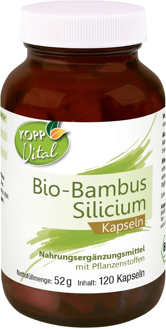 Produktbild von Kopp Vital Bio-Bambus Silicium Kapseln | Bio-Qualität | 120 Kapseln | 52 g | Vegan und ohne Zusätze | Premium Silicium | Premium Rohstoffe | pflanzliche Kapselhülle