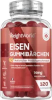 Produktbild von WeightWorld - Eisen Gummibärchen - 120 Iron Gummies mit Pfirsichgeschmack - 14mg Eisenfumarat je Tagesmenge - Eisen Nahrungsergänzungsmittel - Vegan & Ohne Gelatine - 2 Gummies Täglich - Für Erwachsene