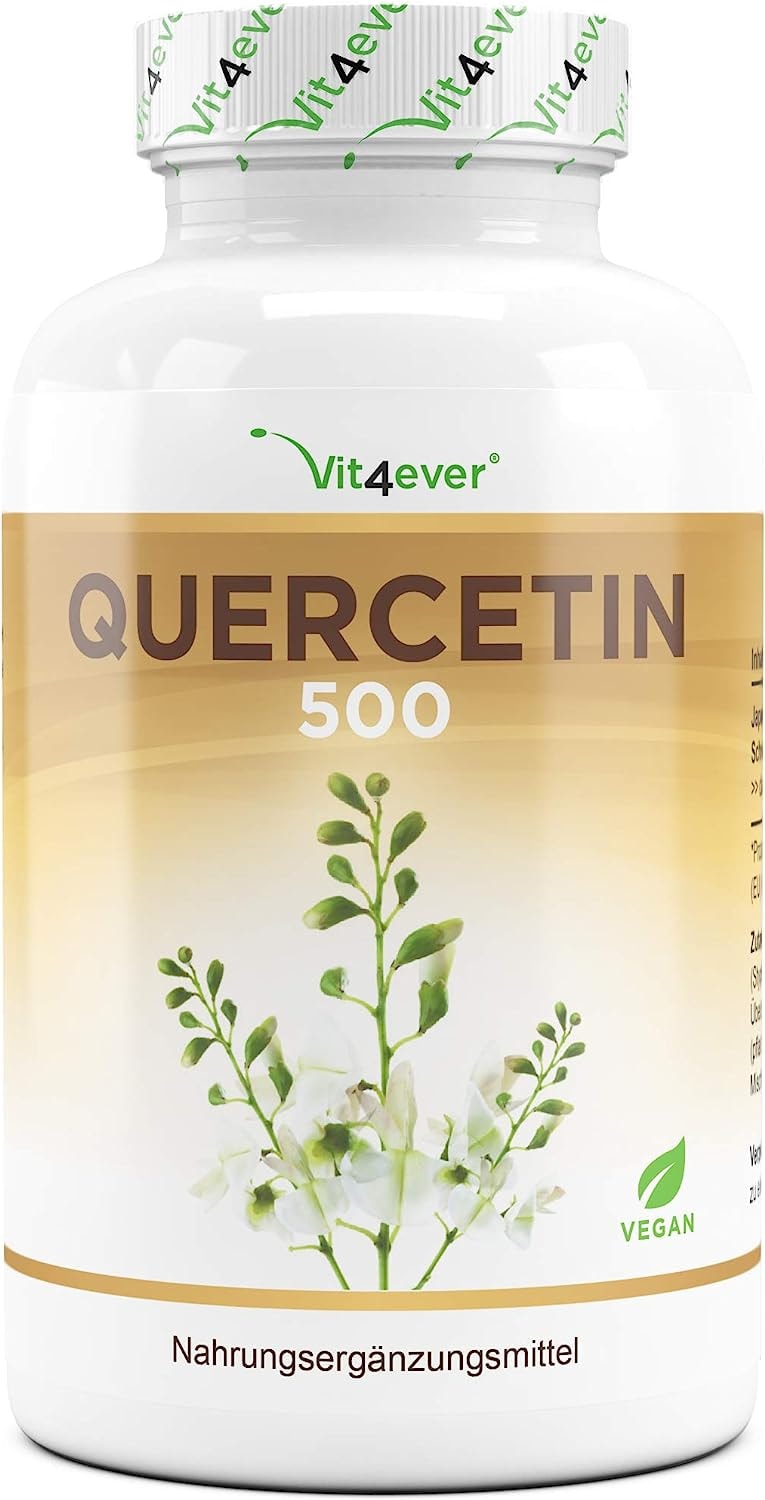Produktbild von Bewertung Vit4ever Quercetin 500 mg 120 Kapseln 4 Monatsvorrat laborgeprüft Natürlich aus japanischem Schnurbaum-Blütenextrakt hochdosiert Vegan Premium Qualität