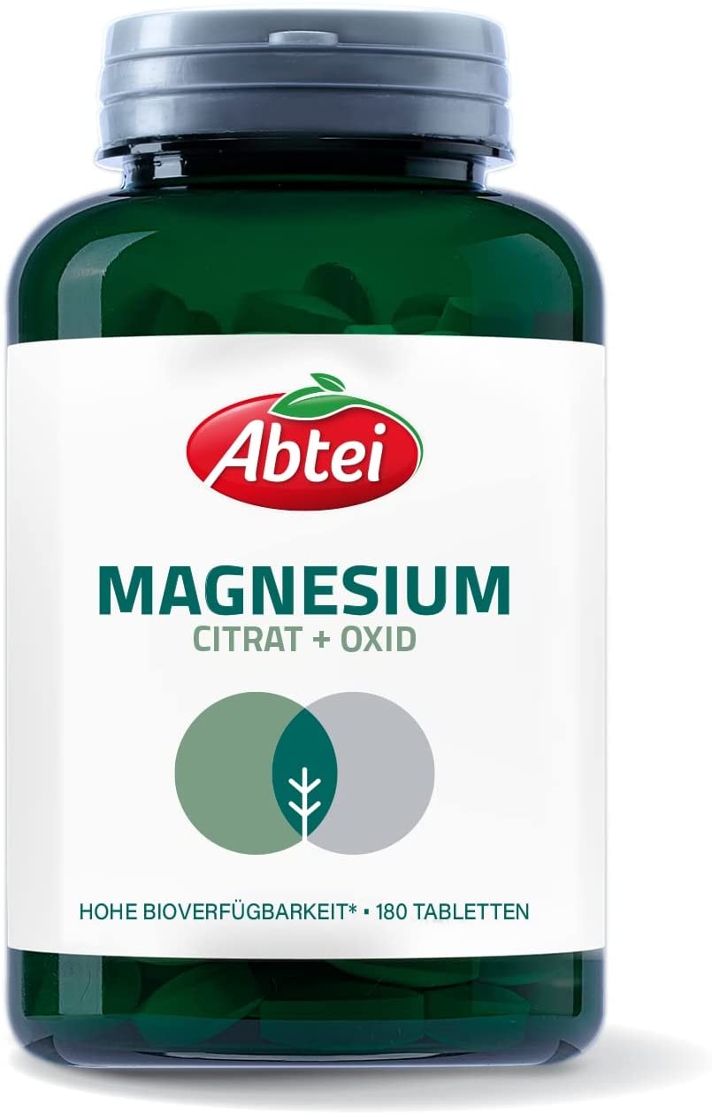 Produktbild von Abtei Nature & Science Magnesium – Magnesiumcitrat und Oxid mit hoher Bioverfügbarkeit – 400 mg je Tagesdosis - laborgeprüft, hochdosiert und vegan, 180 Tabletten